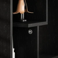 HOMCOM Side Table, 3 Tier End Table with Open Storage Shelves for Living Room, Bedroom, Black(m-7)