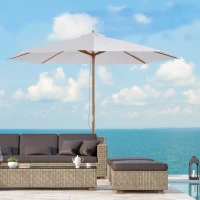 Outsunny Parasol de jardin extérieur parasol droit double toit en bois polyester haute densité protection solaire Ø 3 x 2,5 m blanc(m-4)