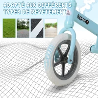 HOMCOM Draisienne Enfant Vélo Sans Pédales pour Enfants de 2 à 5 ans Roues 12" Suspension Selle Hauteur réglable Acier Bleu Ciel(m-8)