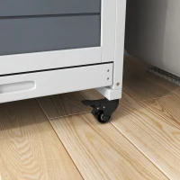 PawHut Jaula para Conejos de 2 Niveles 90x53x97 cm con Ruedas Techo Abatible Bandeja Extraíble Comedero y Rampa Gris(m-9)