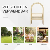 Outsunny Rosenbogen mit Bank Gartenpergola Sitzbank Rosenbank Laubenbank Philosophenbank Rankgitter Rankhilfe Gartenbank Massivholz Natur 120 x 55 x 207 cm(m-5)