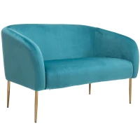 HOMCOM Divano 2 Posti Seduta Imbottita Schienale e Braccioli, Arredamento Soggiorno, Sala, Ufficio, Verde, 124x73x76cm(m-10)