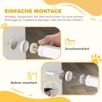 PawHut Türschutzgitter Hund, 76-104 cm Absperrgitter ohne Bohren, Treppengitter(m-5)