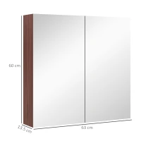 kleankin Double Door Bathroom Mirror Cabinet, Wall Mounted Bathroom Storage Cabinet, Soft Closing, 63L x 60Hcm(m-3)