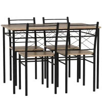 HOMCOM Five-Piece Minimal Dining Set - Oak-Effect/Black(m-11)