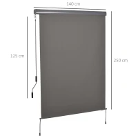 Outsunny Senkrechtmarkise Balkonmarkise Vertikalmarkise Windschutz Seitenrollo Sichtschutz mit Handkurbel Polyesterstoff+Aluminium Grau 250 x 140 cm(m-3)