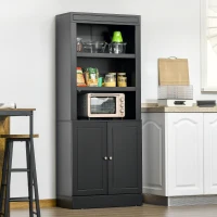 HOMCOM Credenza Cucina in Legno con Ripiani e Armadietto 2 Ante con Mensole Regolabili, 74.6x35.5x182.5cm(m-2)