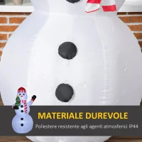 Outsunny Pupazzo di Neve Gonfiabile con Luci LED da Esterno e Interno con Gonfiatore, 93x83x180cm(m-5)