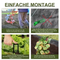 Outsunny Unkrautvlies Anti-Unkrautgewebe Bändchengewebe Reißfestes Bodendecker 100g/m² Unterbodengewebe mit grünen Trennwänden wasserdurchlässig PP-Kunststoff Schwarz 50x2 m(m-4)