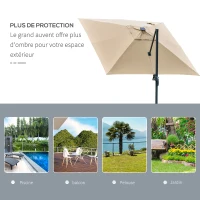 Outsunny Parasol déporté carré parasol LED inclinable pivotant 360° manivelle piètement acier dim. 3L x 3l x 2,74H m beige(m-7)