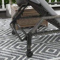 Outsunny Outdoor PE Rattan Sun Lounger Set of 2, Wicker Chaise Recliner Garden Chair with 5-Level Adjustable Backrest and 2 Wheels, Grey(m-8)