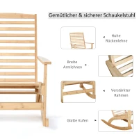 Outsunny Garten Schaukelstuhl Relaxsessel Gartenstuhl Schaukelsessel Bambus Sperrholz Natur 70 x 100 x 95,5 cm(m-5)