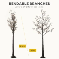 HOMCOM 6ft Artificial Gypsophila Blossom Tree Light with 96 Warm White LED Light, Baby Breath Flowers for Home Party Wedding, Indoor and Outdoor Use(m-6)