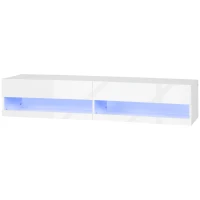 HOMCOM Mobile TV Sospeso 65" max in Truciolato con 2 Armadietti a Ribalta e Luci LED, 150x40x30 cm(m-10)