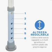HOMCOM Sedile da doccia con schienale e braccioli Sedile da vasca, sedia regolabile in altezza(m-4)