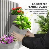 Outsunny Wall-mounted Wooden Garden Planters with Trellis, Drainage Holes and 3 Planter Boxes for Patio, Grey(m-5)