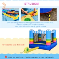 Outsunny Castello Gonfiabile per Bambini con Trampolino e Piscina, Pompa Elettrica Inclusa 280x170x155cm, Multicolore(m-5)