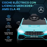 AIYAPLAY Coche Eléctrico para Niños de +3 Años Mercedes-benz AMG CLA 45 con Batería 12V Mando a Distancia Faros Música Azul(m-4)