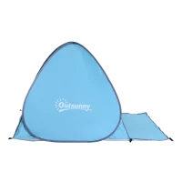 Outsunny Abri de plage tente de plage pliable pop-up automatique instantané protection UV fenêtre arrière grand tapis de sol bleu ciel(m-4)
