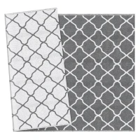 Outsunny Alfombra Exterior Reversible 182x274 cm de Plástico Impermeable para Terraza Patio Camping Playa Gris y Blanco(m-9)