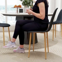 HOMCOM Modern Dining Chairs Set of 4, Kitchen Chairs with Backrest and Steel Legs for Dining Room, Living Room, Black(m-9)