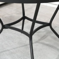 Outsunny Tavolo da Giardino Rotondo in Metallo con Piano d'Appoggio a Rete, Φ91x71.5cm, Nero(m-8)