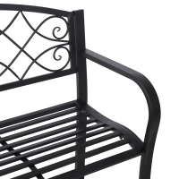 Outsunny Banc de Jardin 3 Places Style néo-rétro Fer forgé Motif Fleurs de lys dim. 129L x 50l x 91H cm métal époxy Noir(m-7)