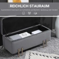 HOMCOM Sitzbank mit Stauraum Polsterbank mit Samtoptik, Sitztruhe mit Metallbeine, Truhenbank für Wohnzimmer Schlafzimmer Flur 100 x 40 x 42 cm, Dunkelgrau(m-7)