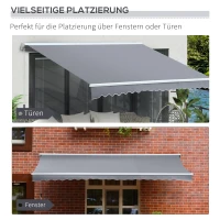 Outsunny Gelenkarmmarkise Verstellbare Klemmmarkise Terrassenmarkise 4,5 x 3m Sonnenschutz mit Kurbel, Balkonmarkise, Grau(m-6)