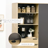 HOMCOM Credenza Moderna con Armadietto, Cassetto e Porta Calici, 110x41.5x180cm, Legno Naturale e Grigio(m-5)