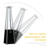 Outsunny 11.2KW Outdoor Patio Gas Heater Freestanding Pyramid Propane Heater Garden Tower Heater with Wheels, Dust Cover, Regulator and Hose, Black, 50 x 50 x 225cm(m-4)