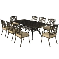 Outsunny Nine-Piece Cast Aluminium Garden Dining Set - Bronze Tone(m-11)