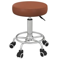 Vinsetto PU Leather Rolling Stool, Height Adjustable Stool Chair with Wheels for Salon, Massage, Spa, Brown(m-11)