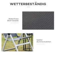 Outsunny Klappstuhl Gartenstuhl klappbar mit Rückenlehne Armlehne für Garten Balkon Terrasse Alu+Mesh Schwarz+Silber 61 x 64 x 112 cm(m-6)
