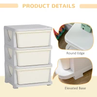 HOMCOM Three-Tier Kids Storage Boxes, with Three Drawers - White(m-5)