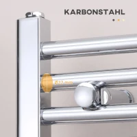 HOMCOM Handtuchheizung, Badheizkörper inkl. Montage-Bausatz, Farbe: Silber, 60 cm x 80 cm(m-5)