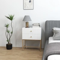 HOMCOM Elegant Two-Drawer Bedside Table - White(m-9)