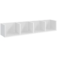 HOMCOM Mensola Porta CD da Parete in Legno MDF Bianco, per Soggiorno o Ufficio, Max 60 CD (10 kg), 95 x 17 x 18cm(m-1)