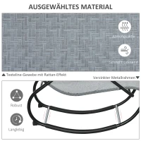 Outsunny Schaukelstuhl Schaukelliege mit Kopfkissen Gartenliege Schwungliege bis 160 kg belastbar Texteline Grau 61 x 160 x 79 cm(m-6)