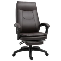 Vinsetto Ergonomischer Bürostuhl mit Fußstütze, Chefsessel, höhenverstellbarer Schreibtischstuhl Computerstuhl mit Gepolsterte Rückenlehne, Braun, 64 x 64 x 112-120 cm(m-1)