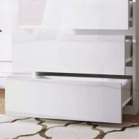 HOMCOM Cómoda con 5 Cajones Diseño Anti-vuelco Cajonera para Salón Pasillo 55x33x100 cm Blanco Brillante(m-7)