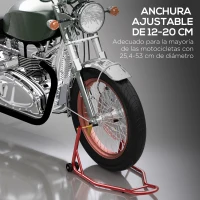HOMCOM Caballete Elevador Universal tipo Soporte Delantero de Moto Portátil y Móvil de Acero con Ruedas para Reparar y Aparcar Color Rojo 80x50x40 cm(m-5)