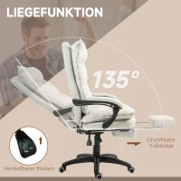Vinsetto Massage-Bürostuhl, Schreibtischsessel mit Massagefunktion, höhenverstellbarer, ergonomischer Drehstuhl, Nylon, Cremeweiß(m-5)