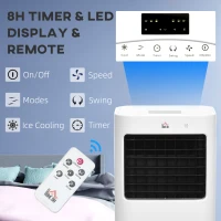 HOMCOM Air Cooler, Mobile Cooling Fan Humidifier Air Conditioner with 15L Water Tank, Oscillation, Remote, Timer, 32x37x74cm(m-7)