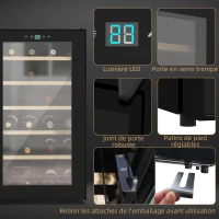 HOMCOM Cave à vin 24 bouteilles 65L haute performance température réglable 5-20° avec lumière LED panneau contrôle tactile noir(m-5)