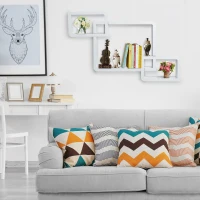 HOMCOM Estante de Pared Juego de 3 Estantes Estantería para Libro CDs Baldas Flotantes Decorativo Cubos Retros Blanco(m-2)