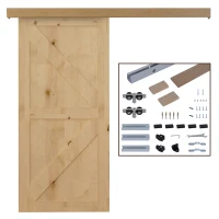 HOMCOM Kit complet de porte coulissante en bois quincaillerie système galandage pour porte épaisseur 35-45 mm charge max. 75 kg rail roulettes vis 200 x 3,05 cm brun(m-10)