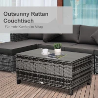 Outsunny Garten Beistelltisch Couchtisch Gartentisch Balkontisch Polyrattan Grau 85 x 50 x 39 cm(m-6)