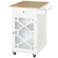 HOMCOM Chariot de service - desserte de cuisine à roulettes - tiroir, placard, porte-serviette -  blanc