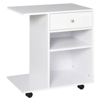 Vinsetto Armario para Impresora de Oficina Carro Multifuncional con Ruedas 2 Compartimentos Cajón y Soporte para CPU Estante Ajustable para Estudio 60x40x68,5 cm Blanco Veteado de Madera(m-10)